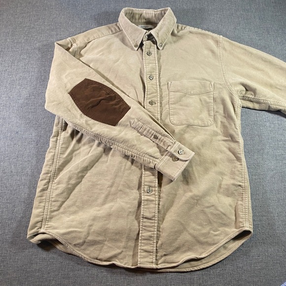Turnbury Mens Chamois Button Up Shirt Brown Elbow Patch Medium Casual - Picture 1 of 6
